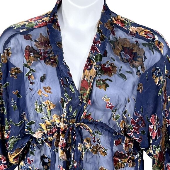 Velvet Burnout Floral Sheer Kimono Top Women S Artsy Boho Whimsigoth FairyGrunge - Picture 6 of 16